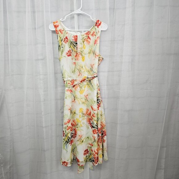 NY Collection Yellow Coral Floral Sleeveless Midi Dress Romantic Ethereal 1X - Picture 9 of 14